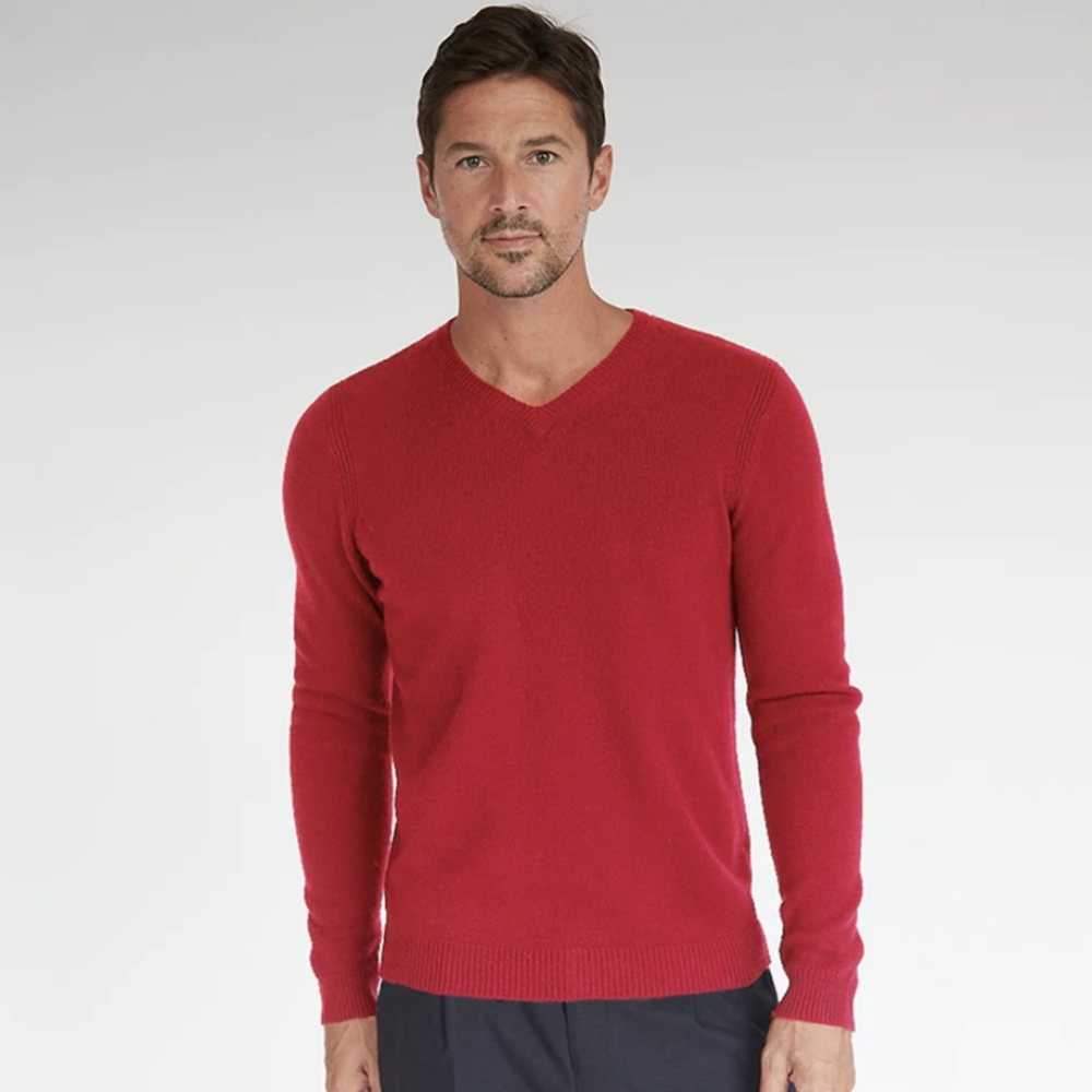 Banana Republic Luxury Blend Silk Cashmere L/S V-Neck Sweater Medium Red EUC